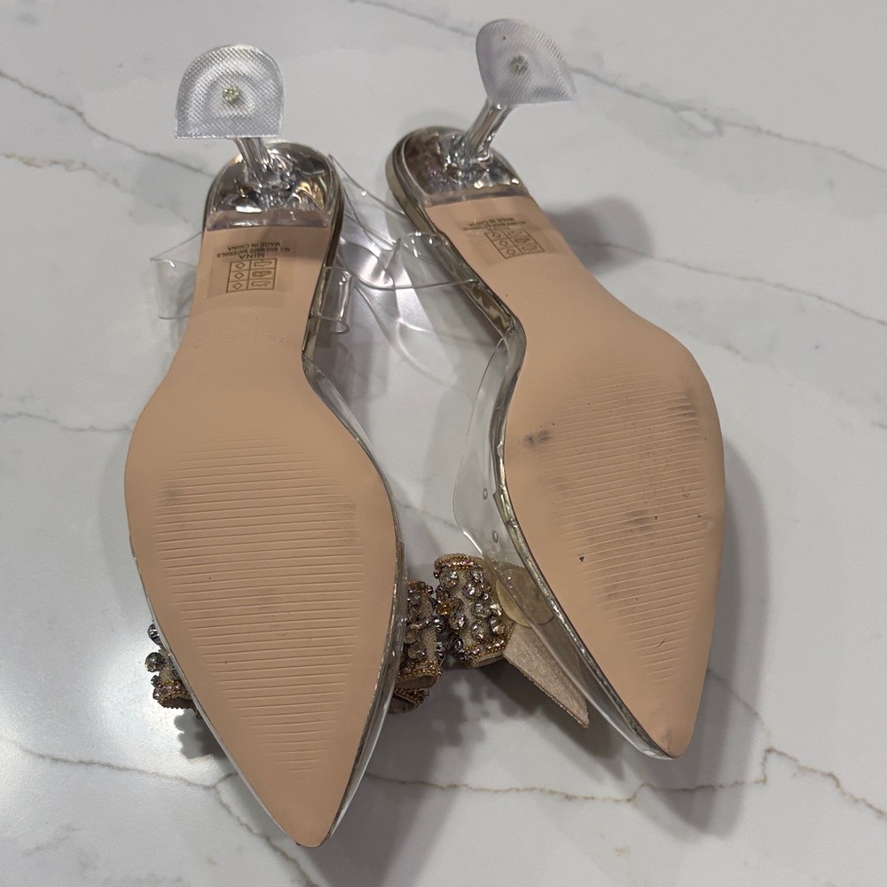 Crystal Bow Clear Mule in Gold - Picture 14 of 15